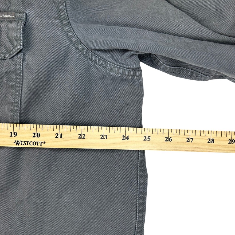 Eddie‎ Bauer Mens Tall Fleece Lined Cotton Twill Shirt Jacket Grey Stripe TL - Picture 12 of 14